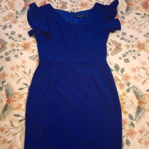 Society New York Royal Blue Dress with Ruffled Sleeves